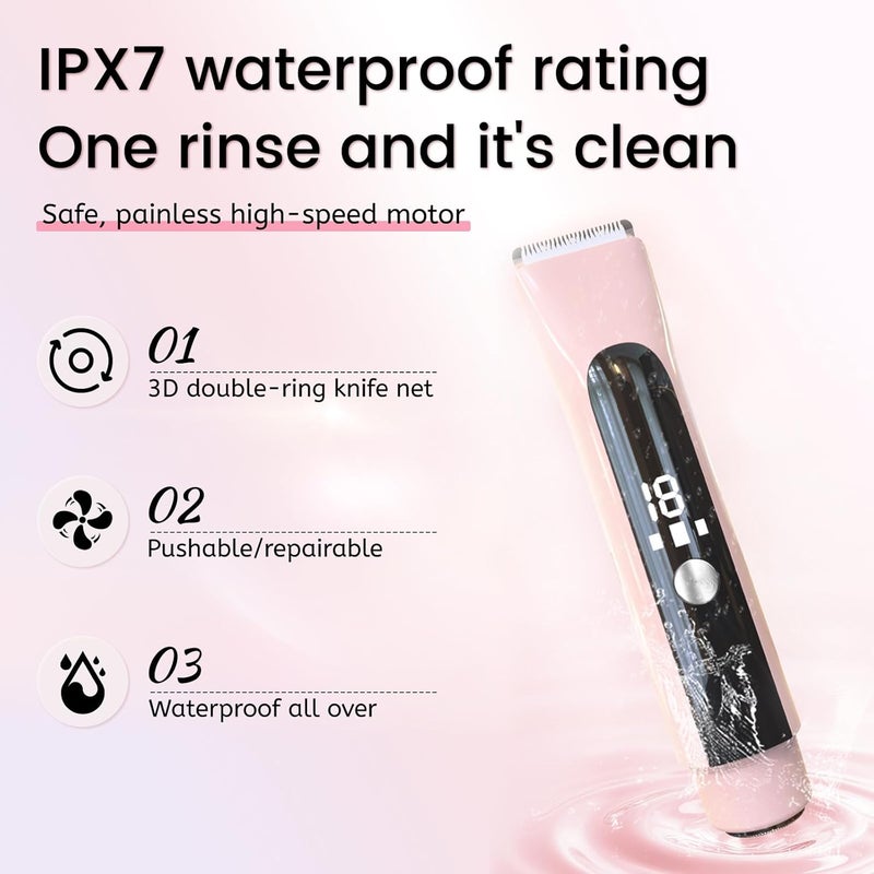 Chendssfkd 2 in 1 Electric Bikini Trimmer for Women, Dual Head Electric Shaver with LED Display, Rechargeable and Portable, IPX7 Waterproof Body and Facial Hair Removal, Stocking Stuffers Christmas Gifts - Image 2